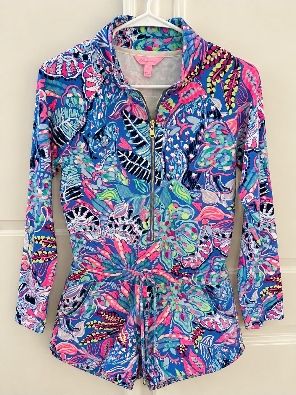 Lilly Pulitzer Skipper Romper in Multi Fantasy Garden Print Size Small w/pockets